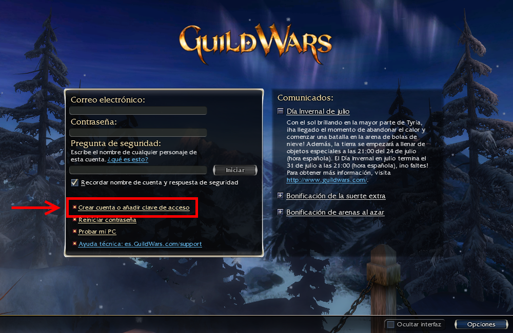 Registrar tu cuenta de Guild Wars Soporte de Guild Wars